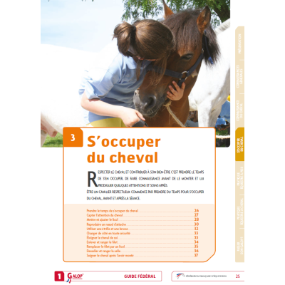 Guide fédéral Galop 1 - extrait s'occuper du cheval