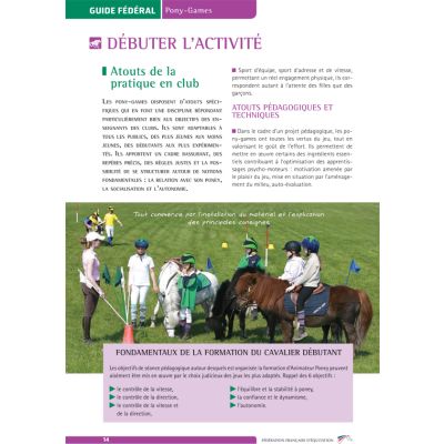 Guide Fédéral Pony-Games - page débuter l'activité