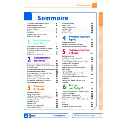 Guide fédéral Galop 2 FFE - sommaire