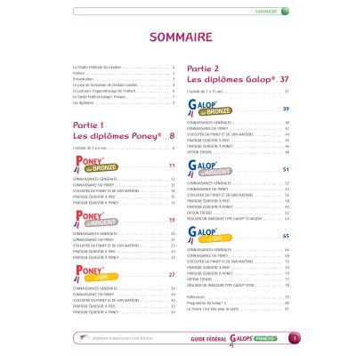 Guide Fédéral des Galop® Poneys - sommaire