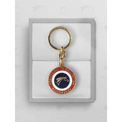 Porte clefs FFE en métal bleu/blanc/rouge vue de face