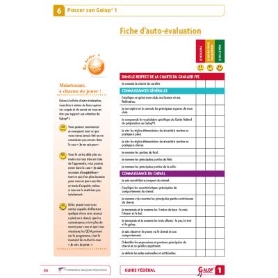 Guide fédéral Galop 1 - extrait fiche auto évaluation