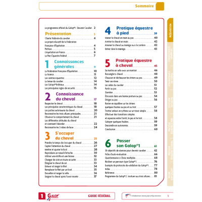Guide fédéral Galop 1 - sommaire